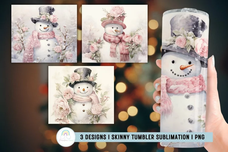Vintage Snowman Tumbler Sublimation I Tumbler Wrap