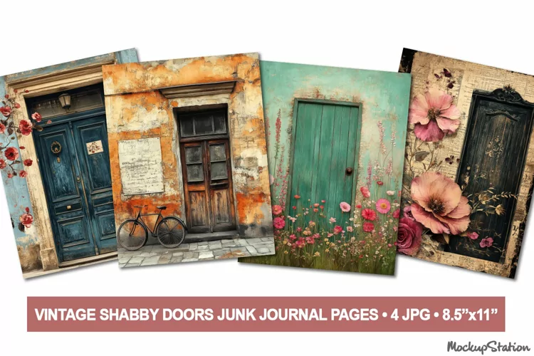 Old Door Junk Journal Pages | Vintage Scrapbooking JPG