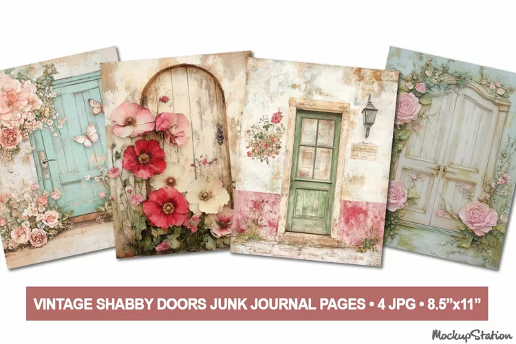 Old Door Junk Journal Pages | Vintage Scrapbooking JPG