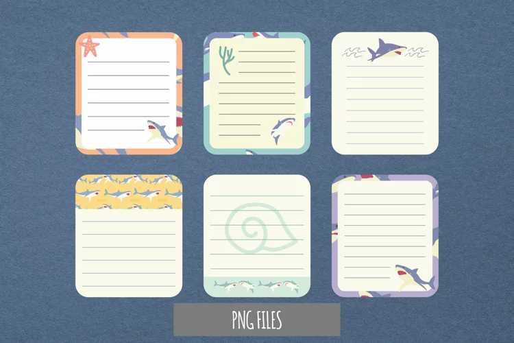 Vintage Shark Seamless Pattern Shaped Journaling Page