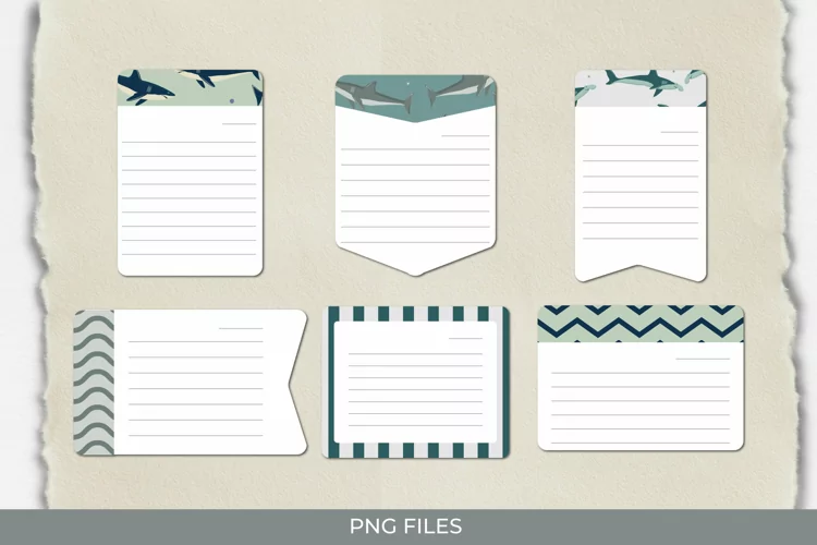 Vintage Shark Seamless Pattern Shaped Journaling Page