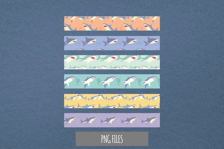 Vintage Shark Seamless Pattern Stripe