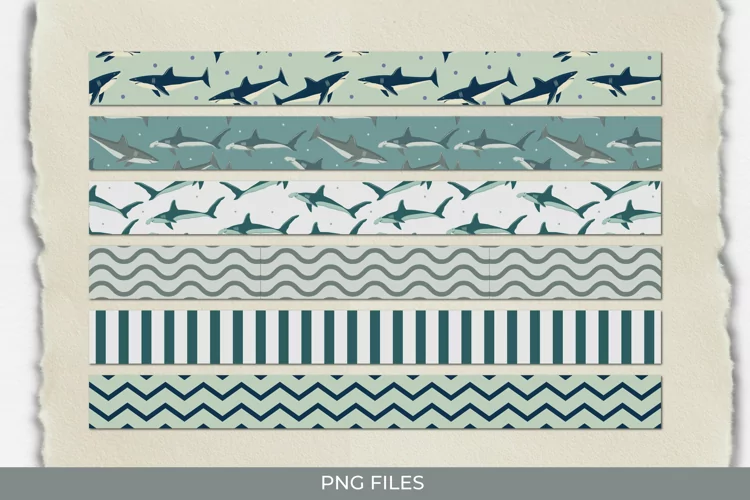 Vintage Shark Seamless Pattern Stripe
