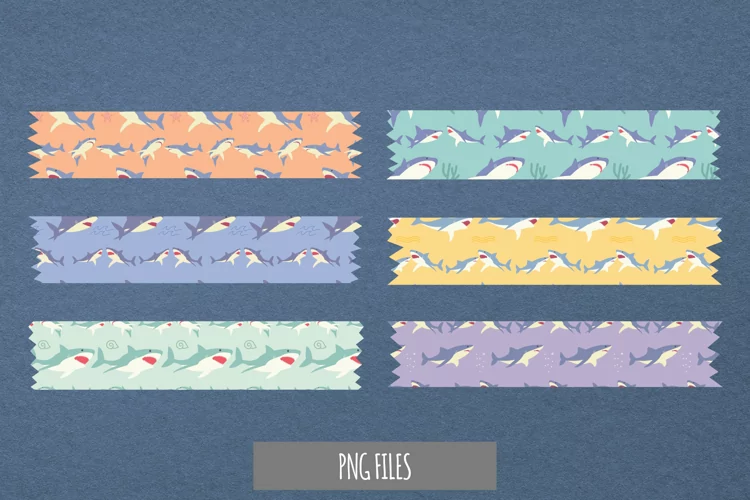 Vintage Shark Seamless Pattern Tape