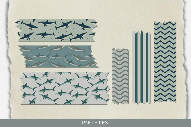 Vintage Shark Seamless Pattern Tape