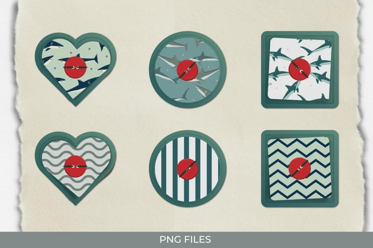 Vintage Shark Seamless Pattern Button