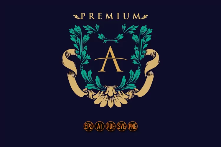 Vintage Shield Frame Leaf Premium Ribbon
