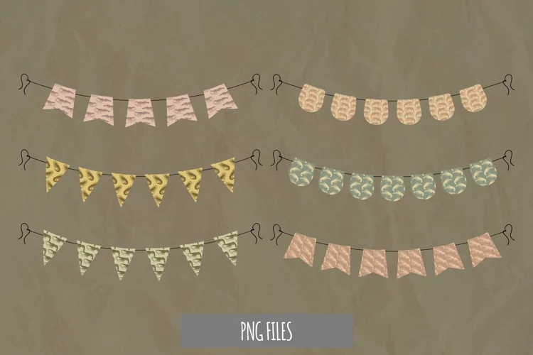 Vintage Shrimp Seamless Pattern Bunting Banner