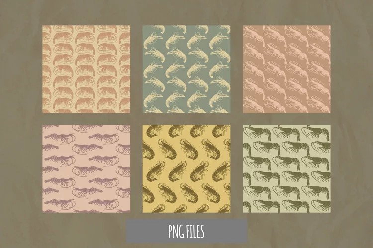 Vintage Shrimp Seamless Pattern Paper Pack