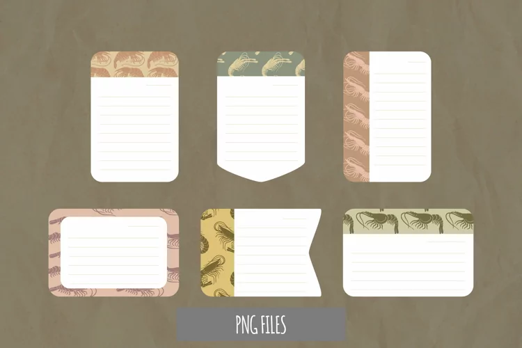 Vintage Shrimp Seamless Pattern Shaped Journaling Page