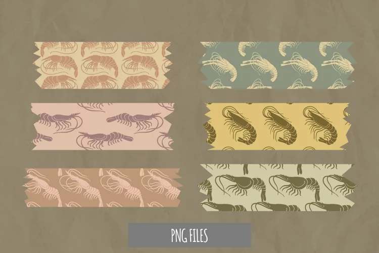 Vintage Shrimp Seamless Pattern Tape