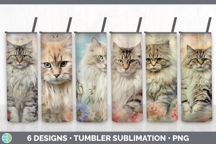 Vintage Siberian Cat Tumbler | Sublimation 20 oz Skinny Tumb