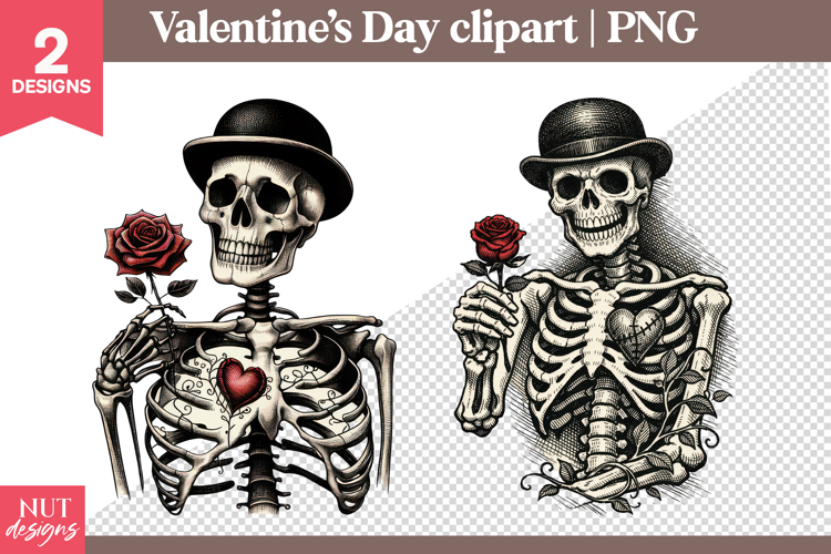Valentines day clipart Vintage Skeleton Valentine clipart