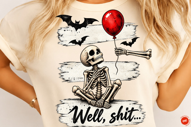 Skeleton Lost Balloon PNG, Well Shit PNG