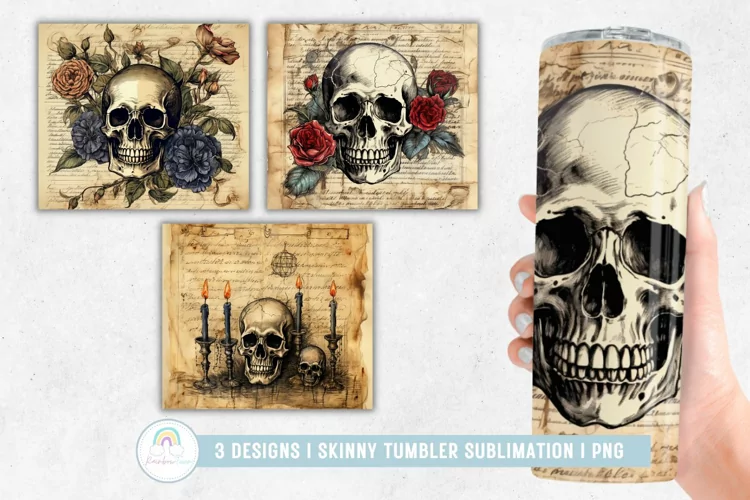 Vintage Skull Tumbler Sublimation I Tumbler Wrap