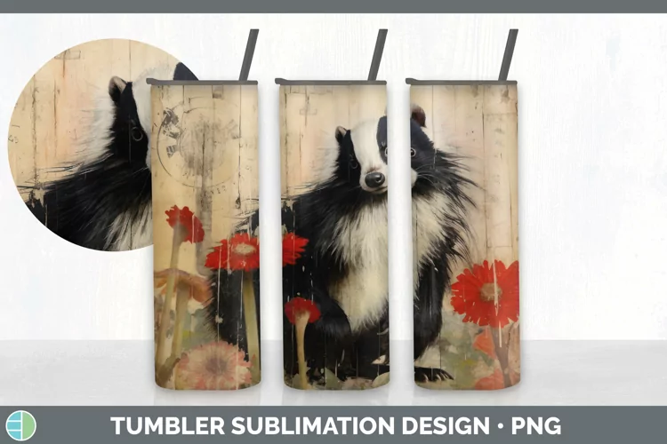 Vintage Skunk Tumbler | Sublimation 20 oz Skinny Tumbler Des
