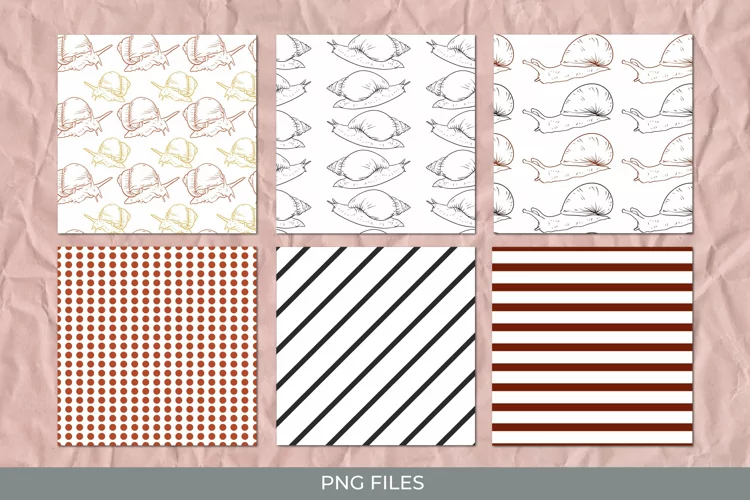 Vintage Snail Seamless Pattern Paper Packs