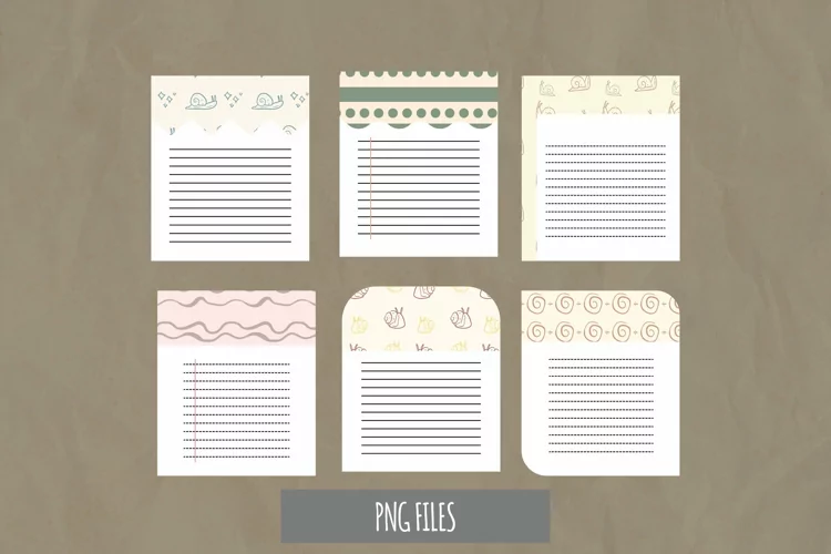 Vintage Snail Seamless Pattern Shaped Journaling Page