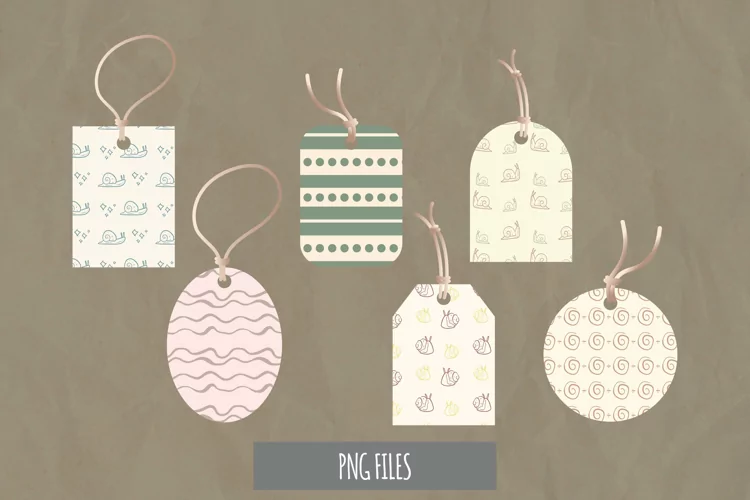 Vintage Snail Seamless Pattern Shaped Tag