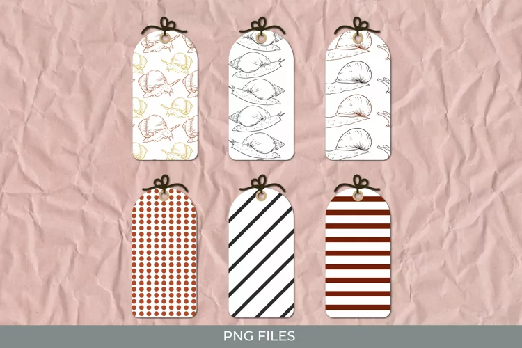 Vintage Snail Seamless Pattern Shaped Tags