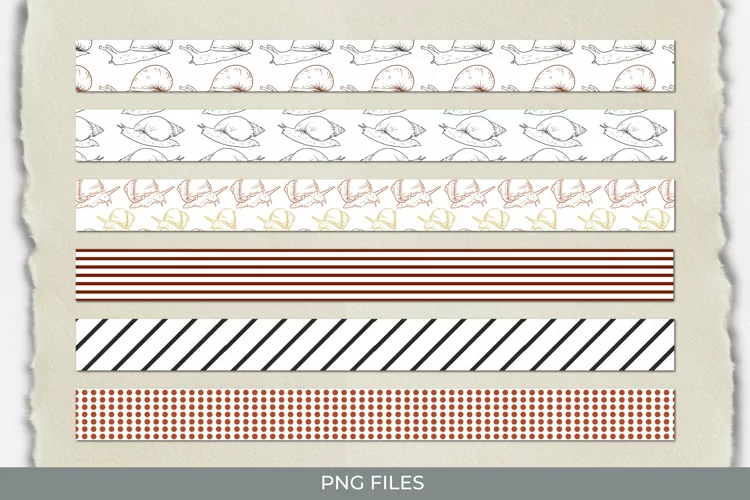 Vintage Snail Seamless Pattern Strips