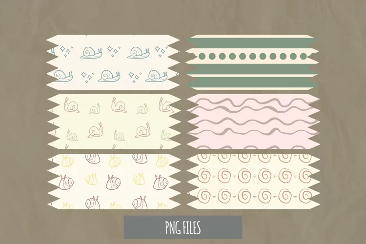 Vintage Snail Seamless Pattern Tape
