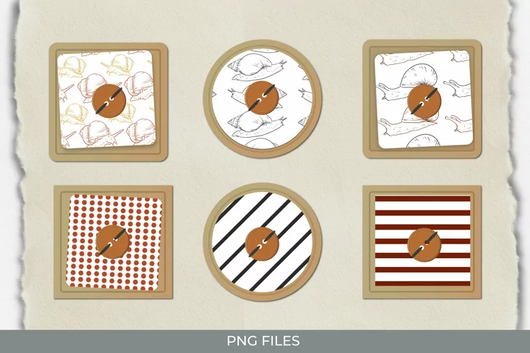 Vintage Snail Seamless Pattern with Buttons