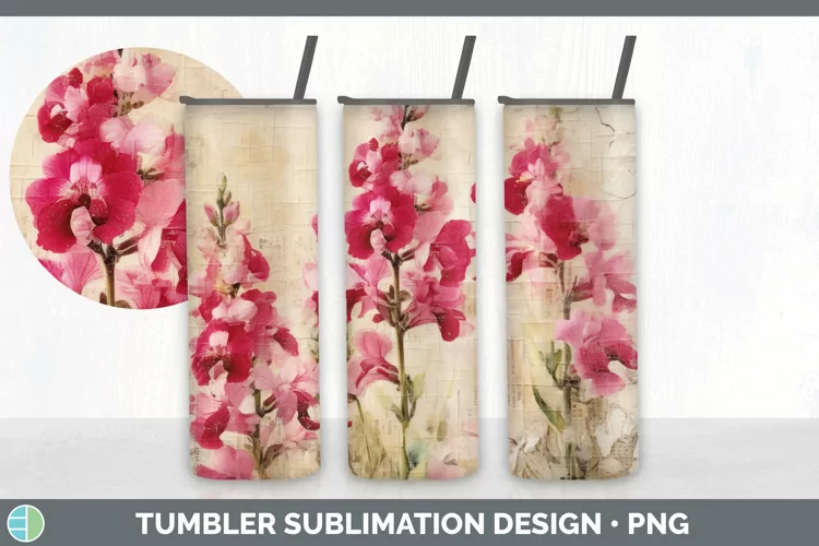 Vintage Snapdragon Flowers Tumbler | Sublimation 20 oz Skinn