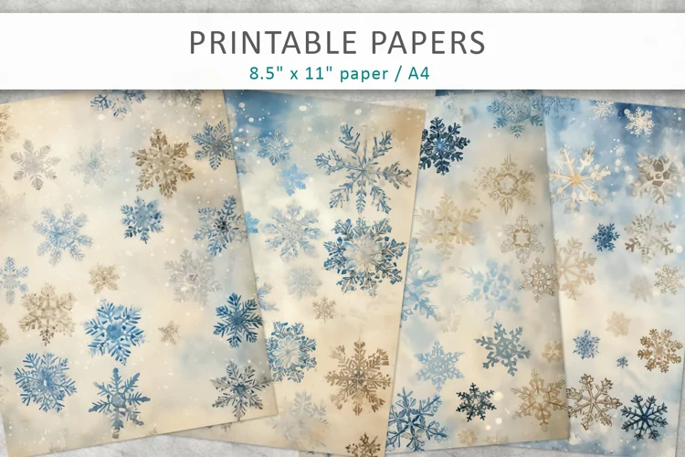 Vintage Snowflakes Junk Journal papers