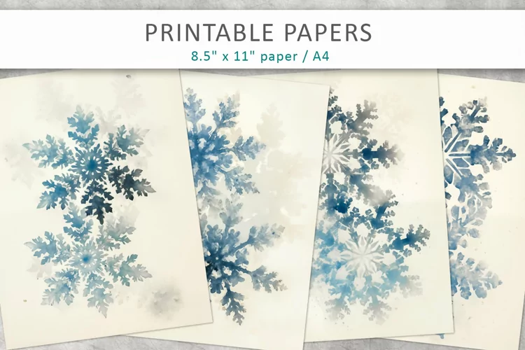 Snowflakes Junk Journal, digital paper