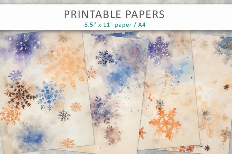 Vintage Snowflakes Junk Journal, digital scrapbook