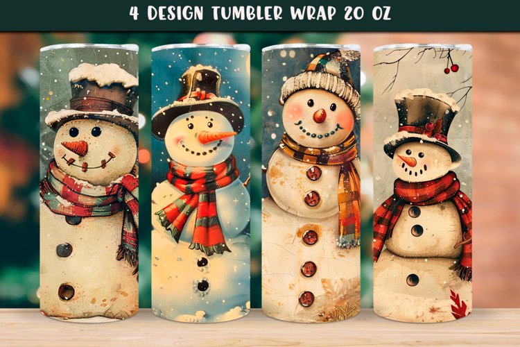 4 Vintage Snowman Tumbler Sublimation example image 1