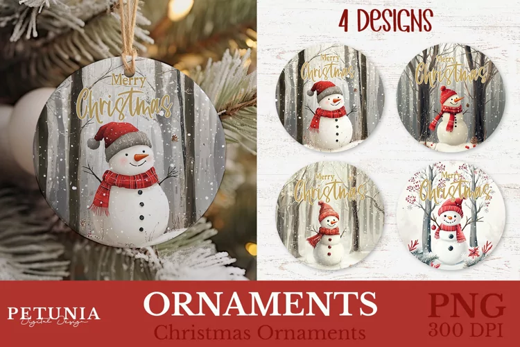 Snowman Christmas Ornament | Round Christmas Ornaments