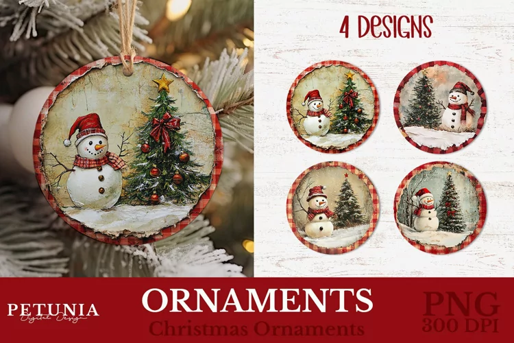 Vintage Christmas Ornament | Round Christmas Ornament PNG