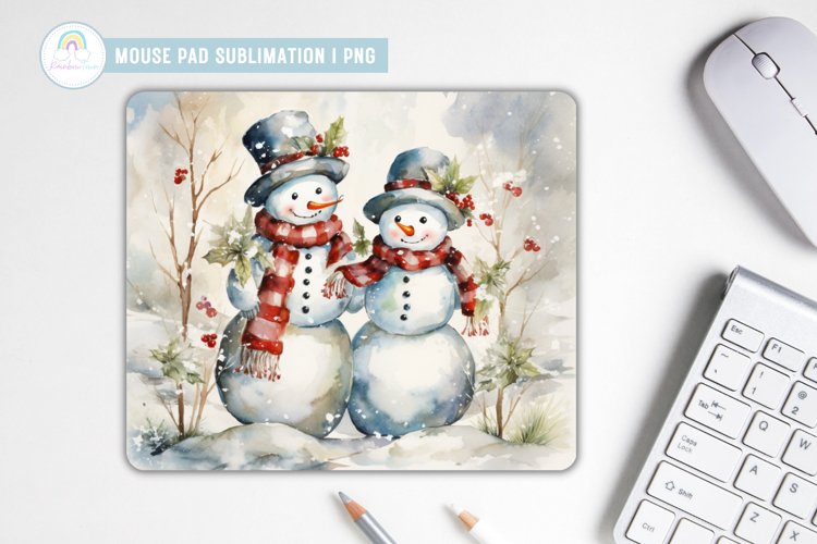 Vintage Snowman Mouse Pad Sublimation PNG