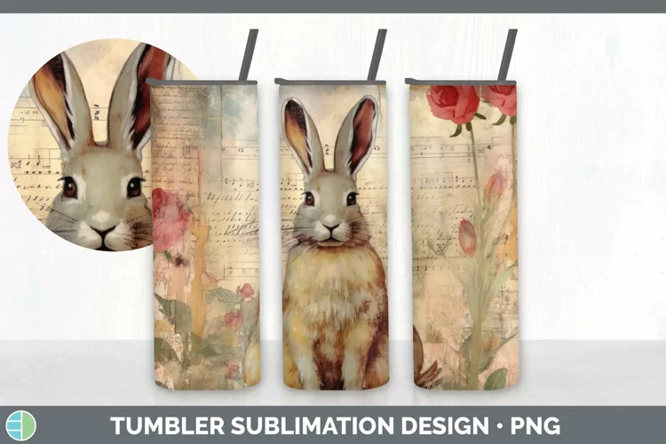 Vintage Snowshoe Hare Tumbler | Sublimation 20 oz Skinny Tum