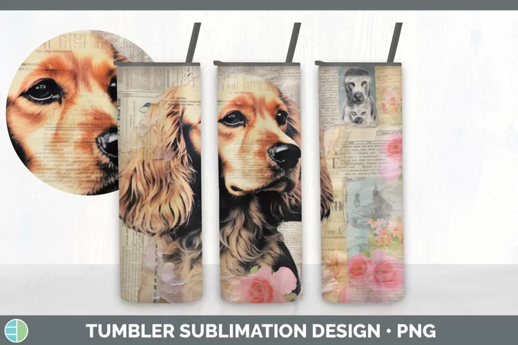 Vintage Spaniel Dog Tumbler | Sublimation 20 oz Skinny Tumb