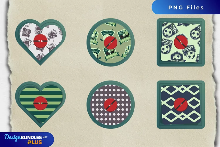 Vintage Sport Badges Pattern Buttons