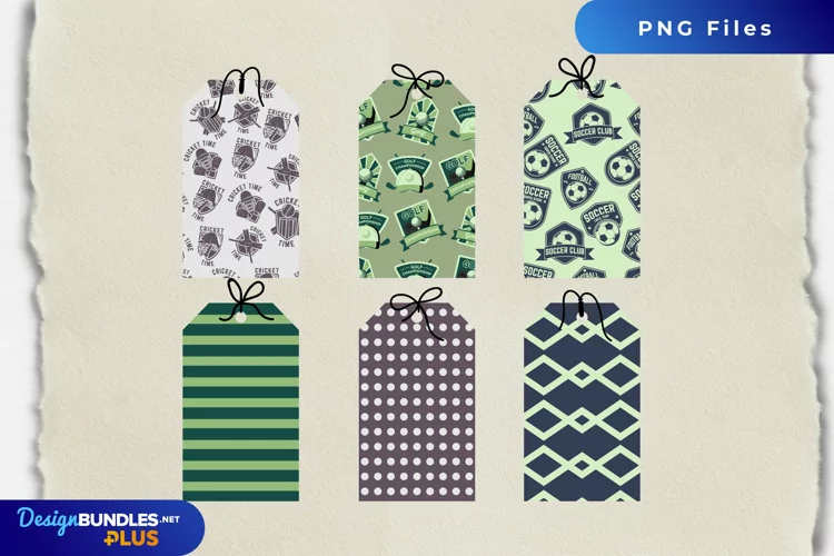Vintage Sport Badges Patterned Shaped Tags