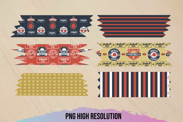Vintage Sport Badges Patterned Tapes
