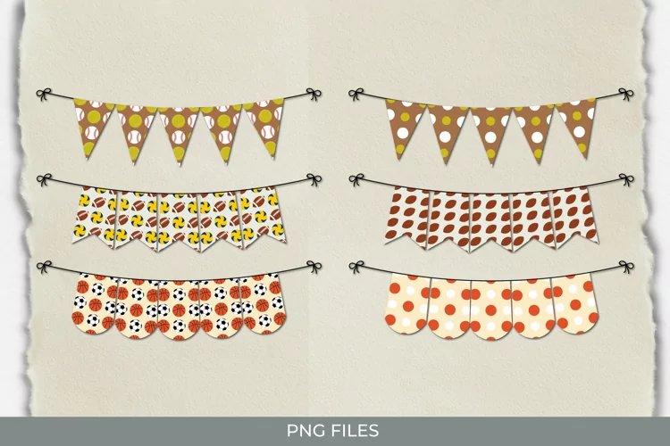 Vintage Sport Ball Seamless Pattern Bunting Banner Sets