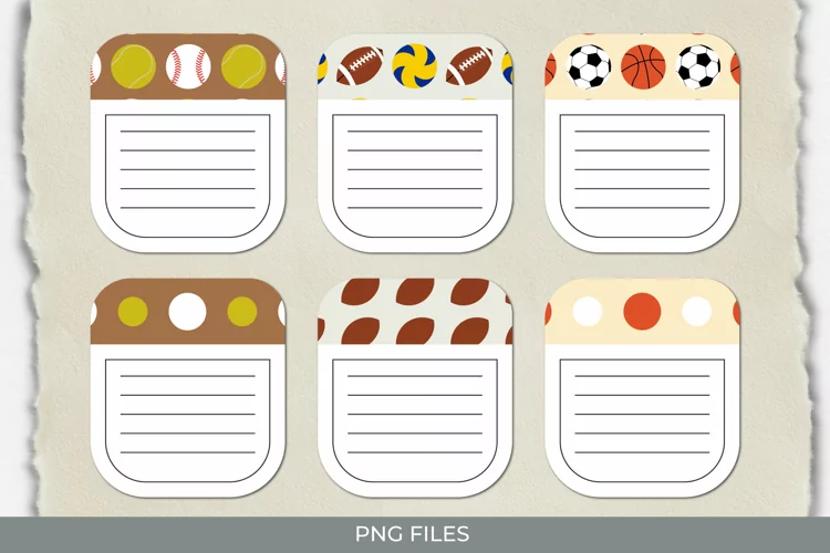 Vintage Sport Ball Seamless Pattern Shaped Journaling Area