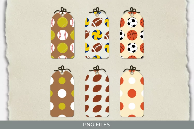Vintage Sport Ball Seamless Pattern Shaped Tags
