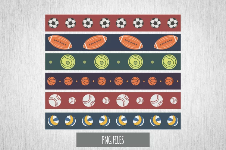 Vintage Sport Ball Seamless Pattern Strips