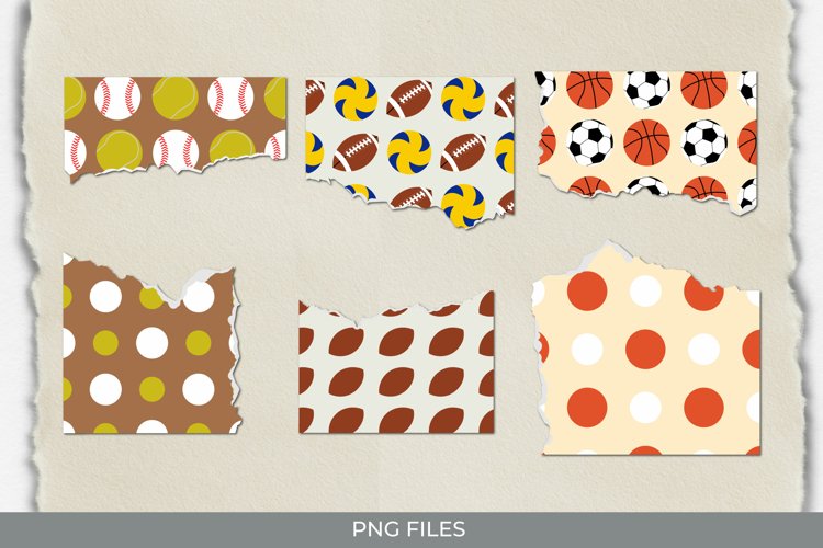 Vintage Sport Ball Seamless Pattern Torn Paper