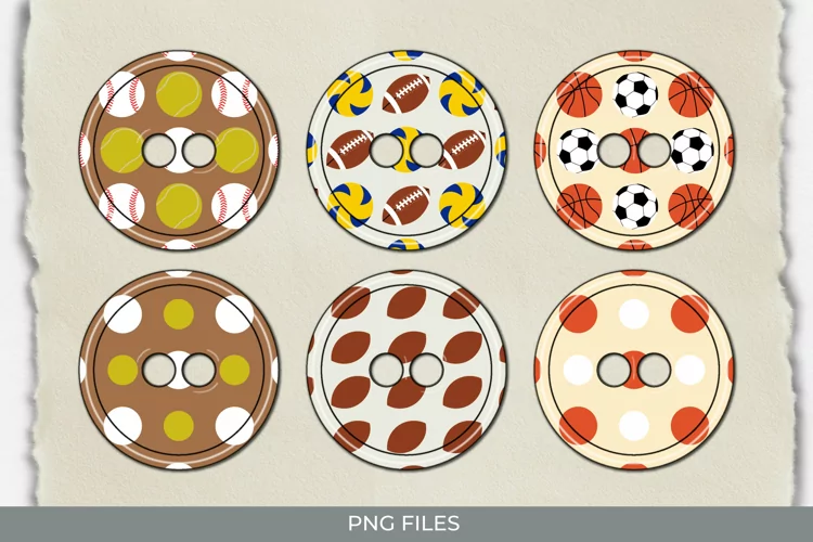 Vintage Sport Ball Seamless Pattern with Buttons