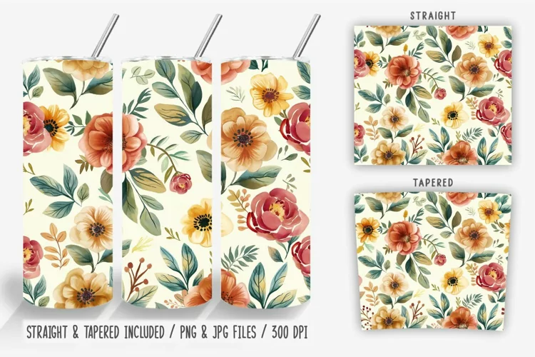 Vintage Spring Flowers Tumbler Wrap