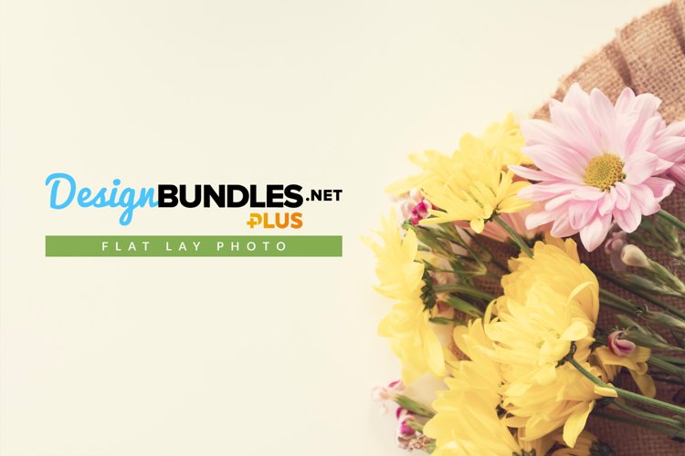 Spring Flowers On Burlap | Spring Flat Lay Photo example image 1