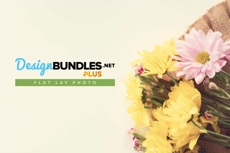Spring Flowers On Burlap | Spring Flat Lay Photo