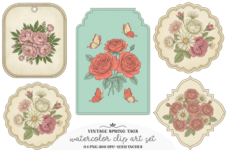 Vintage Spring Tags Printable